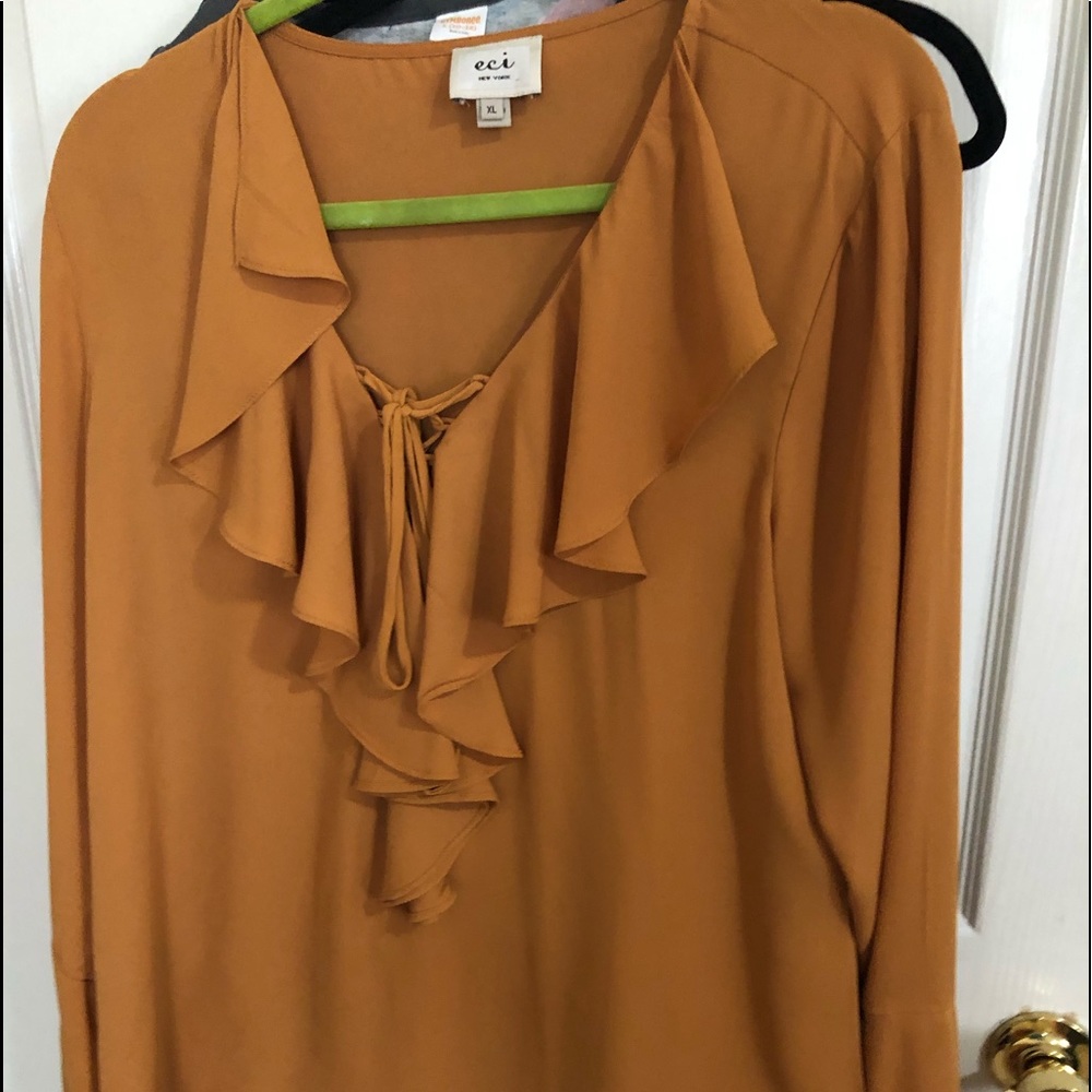 Ruffle Mustard Yellow Blouse